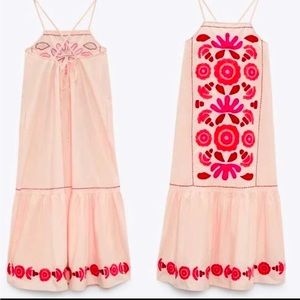 ZARA Embroidered Long Dress Open Back